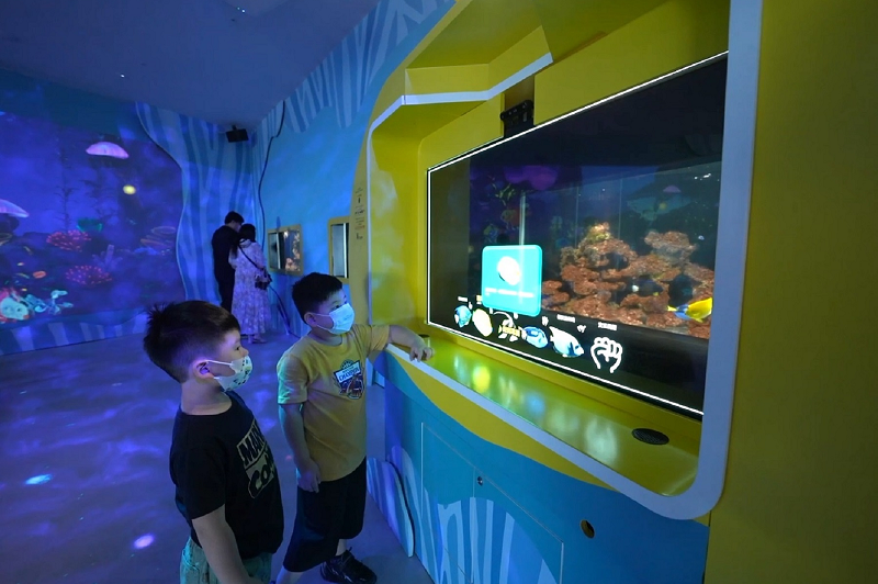全球首創「我視AI魚缸」，魚隻辨識準確率可高達98％，依據遊客注視方向水族生物資訊即會呈現在顯示器上，勇奪「消費性電子展創新獎，為智慧育樂帶來更多未來創新想像。