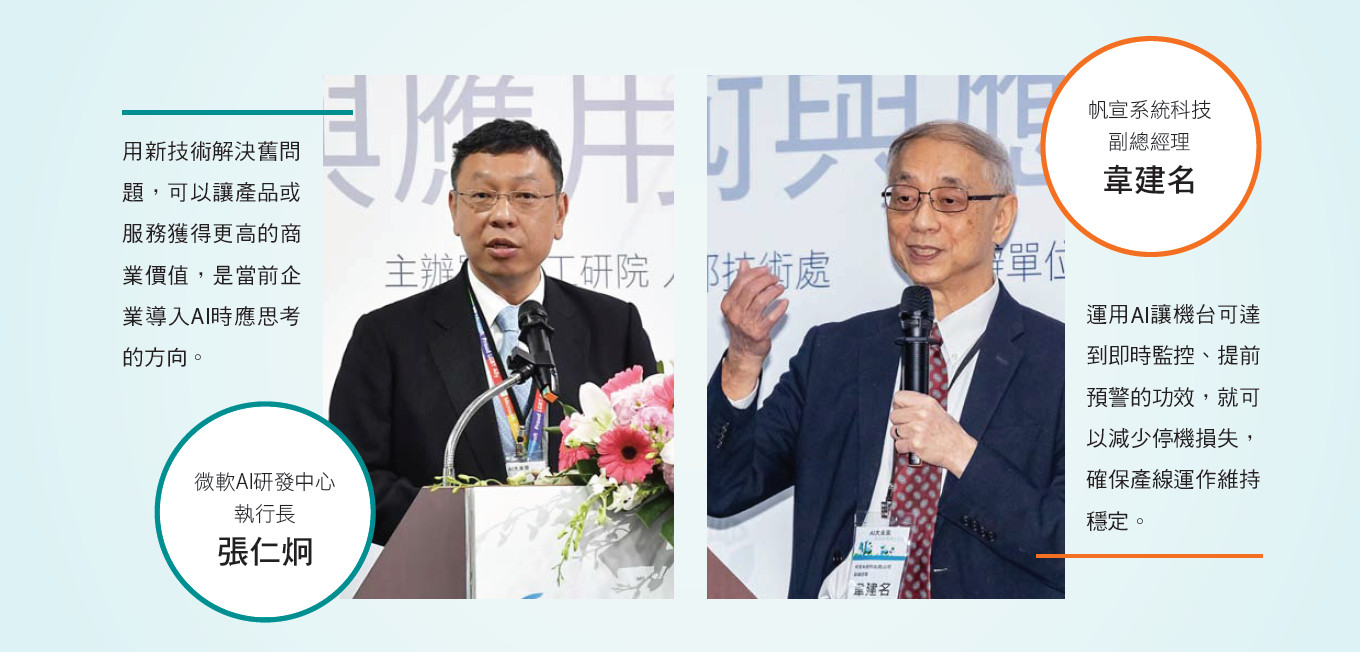 微軟AI研發中心執行長 張仁炯（左）和帆宣系統科技副總經理 韋建名（右）。