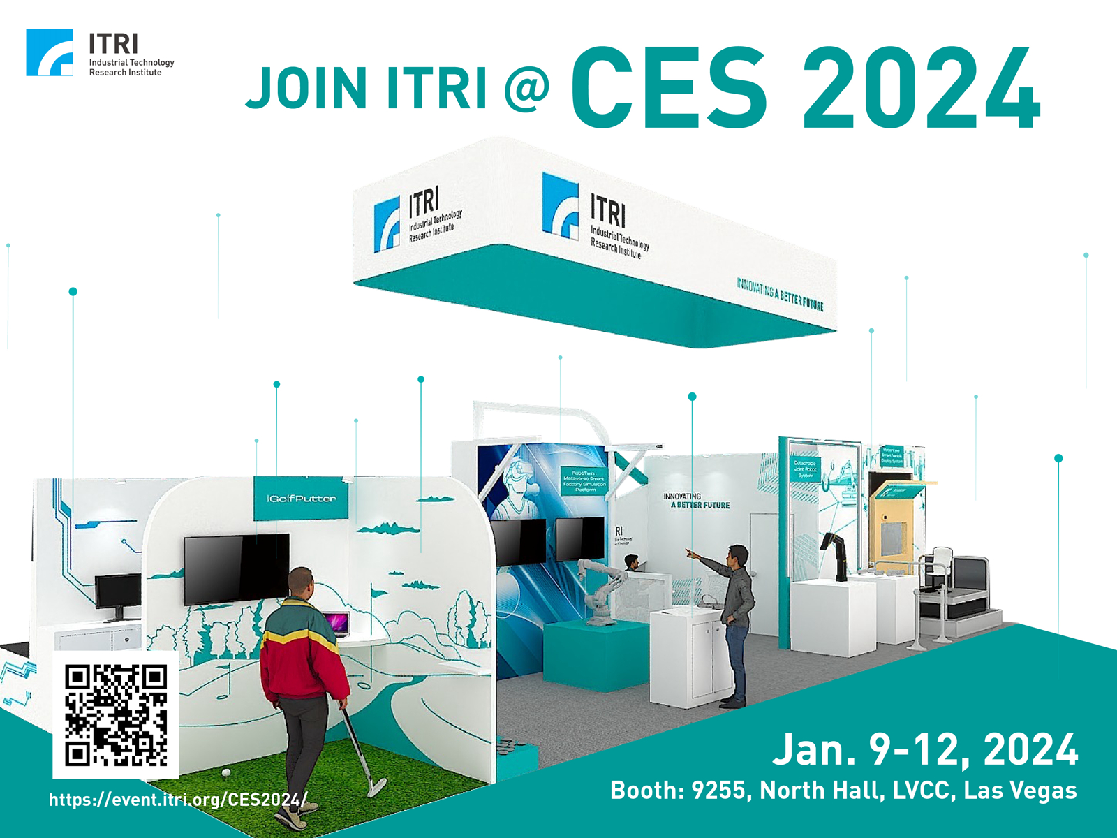Explore ITRI's AI, robotics, ICT, and health innovations at CES booth 9255 and on its event website.