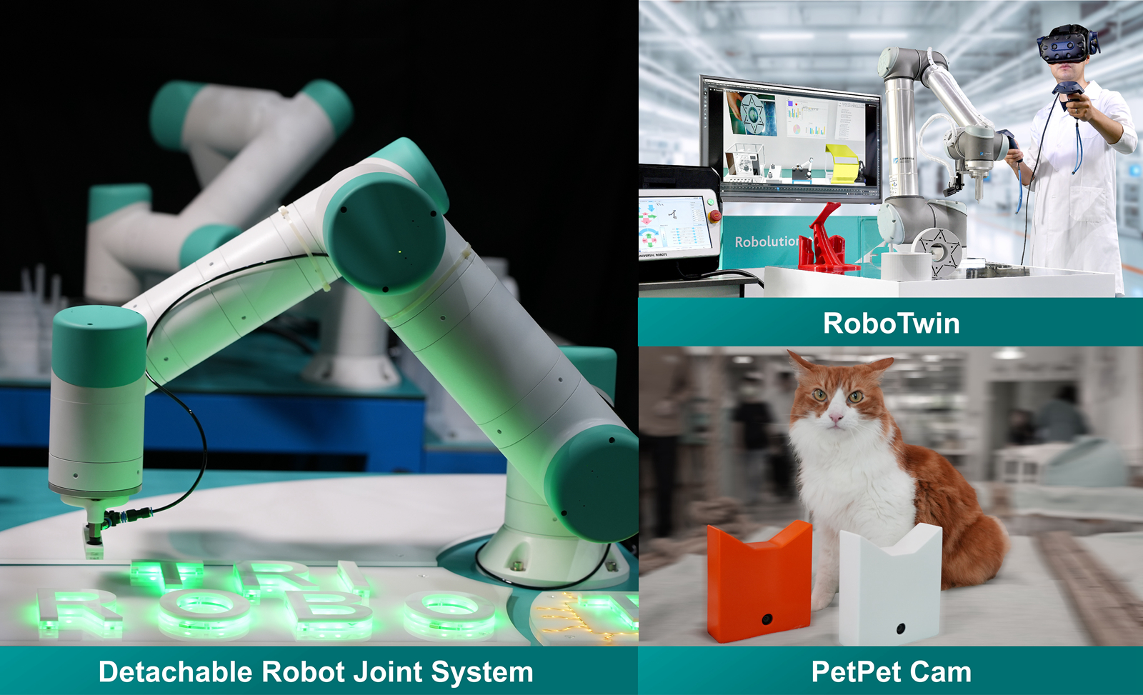 ITRI’s CES 2024 AI display, entertainment, and robotics innovations include PetPet Cam, RoboTwin, the Detachable Joint Robot System, and more.